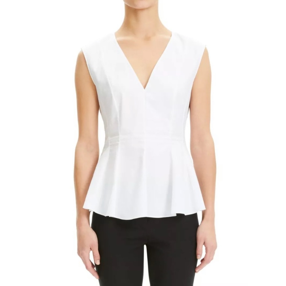 New Theory Perfect Cotton Peplum Blouse (White) Size Small